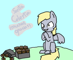Size: 600x500 | Tagged: dead source, safe, artist:ask-derpyspanish, derpy hooves, pegasus, pony, tumblr:ask-derpyspanish, g4, female, mare, solo, spanish, translated in the comments