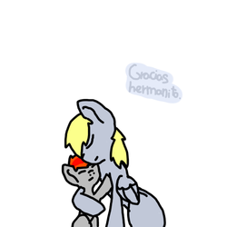 Size: 500x500 | Tagged: dead source, safe, artist:ask-derpyspanish, derpy hooves, oc, pegasus, pony, tumblr:ask-derpyspanish, g4, female, mare, spanish