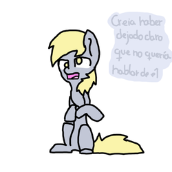 Size: 500x500 | Tagged: dead source, safe, artist:ask-derpyspanish, derpy hooves, pegasus, pony, tumblr:ask-derpyspanish, g4, female, mare, solo, spanish, translated in the comments