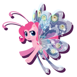 Size: 4522x4500 | Tagged: safe, artist:fuyusfox, pinkie pie, breezie, g4, it ain't easy being breezies, absurd resolution, breezie pie, breeziefied, colored wings, female, gradient wings, simple background, solo, sparkly wings, species swap, transparent background, wings