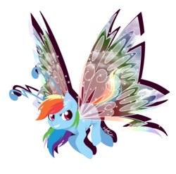 Size: 4560x4500 | Tagged: safe, artist:fuyusfox, rainbow dash, breezie, g4, it ain't easy being breezies, absurd resolution, breeziefied, colored wings, female, gradient wings, multicolored wings, rainbow breez, rainbow wings, simple background, solo, sparkly wings, species swap, transparent background, wings