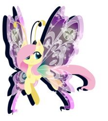 Size: 4500x5063 | Tagged: safe, artist:fuyusfox, fluttershy, breezie, g4, it ain't easy being breezies, absurd resolution, breeziefied, colored wings, female, flutterbreez, gradient wings, simple background, solo, sparkly wings, species swap, transparent background, wings