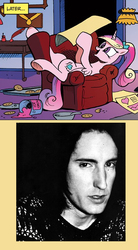 Size: 476x862 | Tagged: safe, idw, princess cadance, g4, spoiler:comic, crush, duo, female, male, meme, nine inch nails, trent reznor, younger