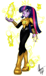 Size: 600x1000 | Tagged: safe, artist:cynos-zilla, smarty pants, twilight sparkle, equestria girls, g4, crossover, female, green lantern, sinestro corps, solo, yellow lantern