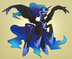Size: 1278x1050 | Tagged: safe, artist:leafcatgx, nightmare moon, g4, female, solo, spread wings