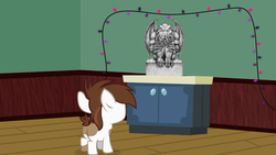 Size: 1400x788 | Tagged: safe, artist:dan-moran, artist:evil-dec0y, pipsqueak, earth pony, pony, g4, colt, cthulhu, exploitable meme, male, meme, pipsqueak's shrine, solo