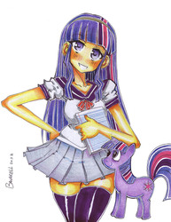 Size: 1476x1911 | Tagged: safe, artist:bavarell, twilight sparkle, human, g4, clothes, female, human ponidox, humanized, skirt, solo