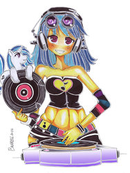 Size: 900x1199 | Tagged: safe, artist:bavarell, dj pon-3, vinyl scratch, human, g4, belly button, clothes, female, humanized, midriff, solo