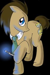Size: 735x1088 | Tagged: safe, artist:mrshelenaway13, doctor whooves, time turner, g4, doctor who, male, solo, sonic screwdriver