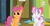 Size: 711x366 | Tagged: safe, screencap, scootaloo, sweetie belle, pony, g4, somepony to watch over me, apple bloom's bow, bow, hair bow, hub logo