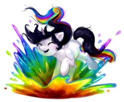 Size: 959x790 | Tagged: safe, artist:enigmatia, oc, oc only, oc:colour splash, pony, unicorn, female, freckles, mare, paint, rainbow hair, solo