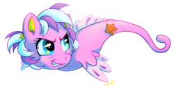 Size: 1058x547 | Tagged: safe, artist:c-puff, oc, oc only, oc:bubbleblast, sea pony, starfish, solo