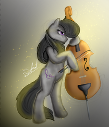 Size: 1480x1730 | Tagged: safe, artist:silnat, octavia melody, pony, g4, bipedal, cello, female, music, musical instrument, performance, solo, sparkles