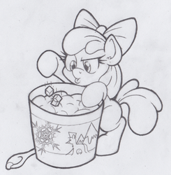 Size: 463x473 | Tagged: safe, artist:dfectivedvice, apple bloom, g4, female, grayscale, monochrome, solo, traditional art