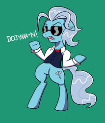 Size: 1200x1400 | Tagged: safe, artist:feralroku, screw loose, pony, g4, agent screw, bipedal, clothes, female, irc, jojo's bizarre adventure, scrunchy face, solo, sunglasses, vest