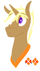 Size: 720x1280 | Tagged: safe, artist:php37, trenderhoof, pony, unicorn, g4, simple ways, alternate hairstyle, bust, colored pupils, male, missing accessory, simple background, solo, stallion