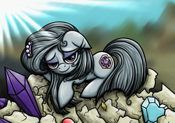 Size: 1754x1240 | Tagged: safe, artist:rambopvp, marble pie, g4, crystal heart, female, gem, rock, solo