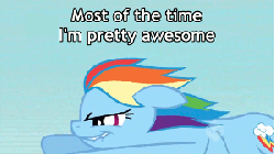 Size: 300x169 | Tagged: safe, screencap, rainbow dash, g4, sonic rainboom (episode), animated, caption, female, friends are awesome, gif with captions, heartwarming, image macro, meme, solo