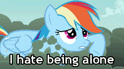 Size: 500x281 | Tagged: safe, screencap, rainbow dash, g4, animated, caption, female, friends are awesome, gif with captions, heartwarming, image macro, lonely, meme, sad, solo