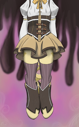 Size: 2000x3236 | Tagged: safe, artist:face-of-moe, semi-anthro, clothes, headless, high res, hooves, magical girl, mami tomoe, ponified, puella magi madoka magica, solo, spoiler
