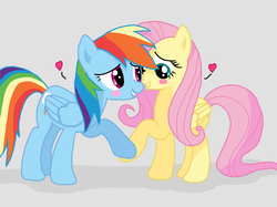 Size: 1024x765 | Tagged: safe, artist:skecthheart, fluttershy, rainbow dash, g4, blushing, female, heart, lesbian, ship:flutterdash, shipping