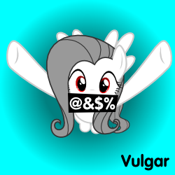 Size: 250x250 | Tagged: safe, artist:albinofluttershy, fluttershy, oc, oc:albino fluttershy, g4, albino pony, censored, censored vulgarity, grawlixes, meta, meta:vulgar, solo, spoilered image joke