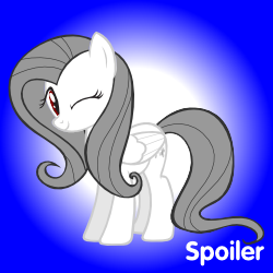 Size: 250x250 | Tagged: safe, artist:albinofluttershy, fluttershy, oc, oc:albino fluttershy, g4, albino pony, meta, solo, spoiler, spoilered image joke, wink