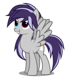 Size: 2900x3400 | Tagged: safe, artist:junkiesnewb, oc, oc only, pegasus, pony, female, grin, heterochromia, high res, mare, simple background, smiling, solo, spread wings, transparent background, vector