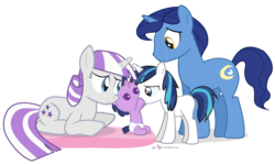 Size: 1000x600 | Tagged: safe, artist:dm29, night light, shining armor, twilight sparkle, twilight velvet, pony, g4, baby, baby pony, babylight sparkle, boop, brother and sister, colt, colt shining armor, cute, diaper, female, foal, julian yeo is trying to murder us, male, prone, simple background, smiling, sparkle family, transparent background, twiabetes, younger