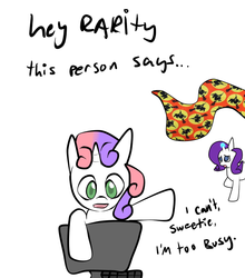 Size: 685x780 | Tagged: safe, artist:moonblizzard, rarity, sweetie belle, g4, ask, rarity answers, tumblr