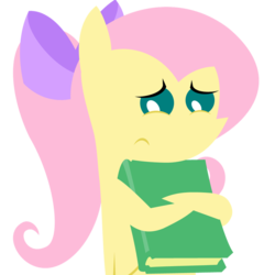 Size: 1029x1029 | Tagged: safe, artist:zacatron94, fluttershy, g4, alternate hairstyle, book, bow, female, nerd pony, pointy ponies, ponytail, solo