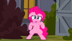 Size: 1280x720 | Tagged: safe, screencap, pinkie pie, earth pony, pony, a friend in deed, g4, bipedal, cute, diapinkes, female, floppy ears, looking at you, mare, open mouth, smiling, solo