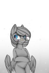 Size: 682x1024 | Tagged: safe, artist:dreamcatcher, oc, oc only, pegasus, pony, bipedal, bw, female, mare, solo