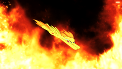 Size: 2560x1440 | Tagged: safe, artist:daringdashie, spitfire, g4, female, fire, solo, sonic rainboom, spitfiery