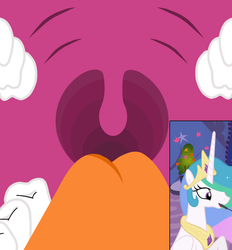 Size: 800x863 | Tagged: safe, artist:miketheelephantbrony, princess celestia, g4, endoscopic cam, implied vore, maw, uvula