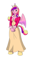 Size: 1000x1753 | Tagged: safe, artist:thecreator9, princess cadance, anthro, g4, cleavage, female, solo