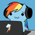 Size: 3000x3000 | Tagged: safe, artist:thematrixman, rainbow dash, g4, :3, computer, cute, female, headphones, high res, laptop computer, solo, syobon