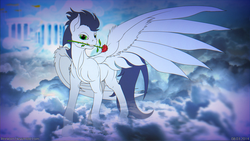 Size: 1280x720 | Tagged: safe, artist:reinkorn, soarin', g4, cloud, cloudy, male, rose, solo