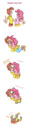 Size: 800x3336 | Tagged: safe, artist:xstooiex, cheese sandwich, pinkie pie, human, g4, blushing, female, hug, humanized, male, reference, ship:cheesepie, shipping, straight, the croods