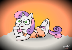 Size: 1024x720 | Tagged: safe, artist:catfood-mcfly, sweetie belle, g4, clothes, female, fury belle, lipstick, pinup, social justice warrior, solo