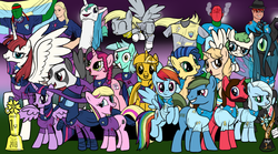 Size: 1000x556 | Tagged: safe, derpy hooves, lyra heartstrings, mare do well, princess celestia, queen chrysalis, rainbow dash, twilight sparkle, oc, oc:anon, oc:fausticorn, oc:marker pony, oc:milky way, oc:tracy cage, alicorn, earth pony, human, pegasus, pony, unicorn, the mysterious mare do well, /mlp/, 4chan, 4chan cup, 4chan cup scarf, >no hooves, >rape, anon in equestria, best pony, clothes, cup, eyes closed, face mask, fedora, female, flag, flying, football, frown, glare, grin, hat, hate and penetrate, headband, invisible, irrational exuberance, jackie chan tulpa, lidded eyes, looking at you, looking back, lyra plushie, m.a. larson, male, mare, meghan mccarthy, no hooves, open mouth, panda ring, pandering, plothole plush lyra, plushie, pose, raised eyebrow, raised hoof, safest hooves, scarf, shirt, smiling, smirk, socks, spaghetti, spread wings, squee, stallion, steam, tara strong, team, the burdened, trilby, trophy, twilight scepter, twilight sparkle (alicorn), unamused, wat, wide eyes, wings