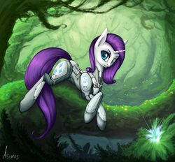 Size: 1920x1783 | Tagged: safe, artist:asimos, rarity, g4, female, forest, powered exoskeleton, solo