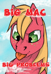 Size: 828x1200 | Tagged: safe, artist:jackelfactory, big macintosh, earth pony, pony, g4, comic, macro, male, solo, stallion, tongue out