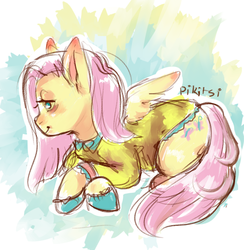 Size: 900x924 | Tagged: safe, artist:pikitsi, fluttershy, g4, clothes, female, pajamas, solo