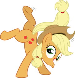 Size: 1280x1315 | Tagged: safe, artist:r3ign, applejack, g4, derp, female, inverted mouth, open mouth, simple background, solo, transparent background, underhoof, wat, what has science done