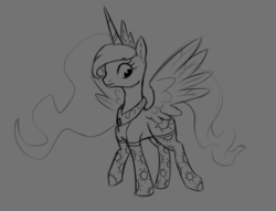 Size: 3547x2713 | Tagged: safe, artist:nohooves, princess celestia, g4, clothes, female, high res, monochrome, sketch, socks, solo