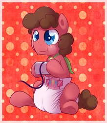 Size: 1280x1461 | Tagged: safe, artist:cuddlehooves, oc, oc only, cutie mark diapers, diaper, master glitch, nintendo entertainment system, non-baby in diaper, poofy diaper, solo