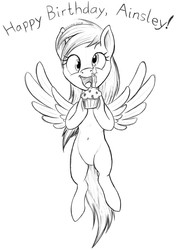 Size: 731x1024 | Tagged: safe, artist:snapai, derpy hooves, pegasus, pony, g4, birthday, candle, female, mare, monochrome, muffin, solo