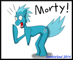 Size: 952x776 | Tagged: safe, artist:zombiesoul, pony, blue, hilarious in hindsight, ponified, rick and morty, rick sanchez, scientist, solo