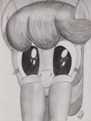 Size: 2453x3261 | Tagged: safe, artist:kapitanazot, cheerilee, g4, cute, female, high res, monochrome, solo, traditional art